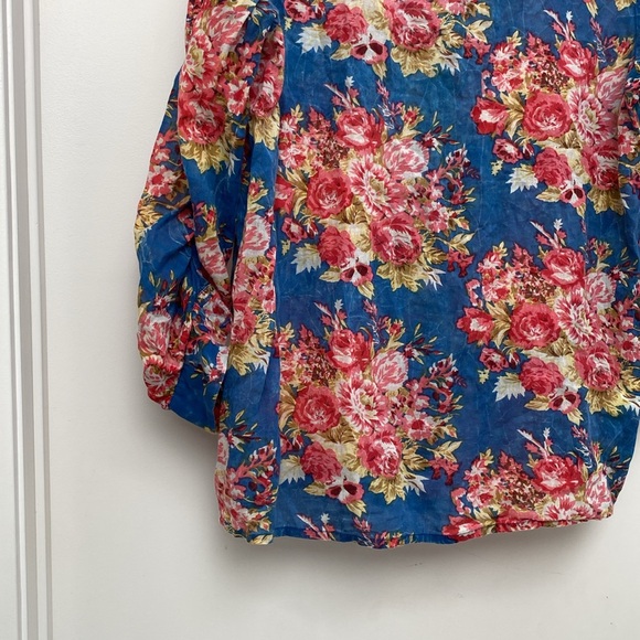 MNG Basics size 8 floral print blue and red blouse3/4 sleeve - Picture 12 of 16